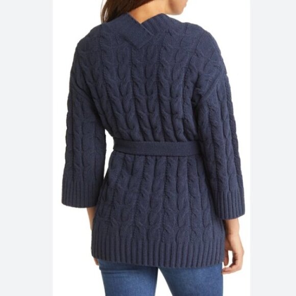 Tommy Bahama Small Chenille Cable Knit Navy Blue Open Face Cardigan NWT - Picture 6 of 8